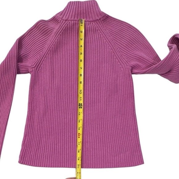 LAUREN RALPH LAUREN Pink Ribbed Turtleneck Sweater Women Medium Gold‎ Buttons - Picture 15 of 15